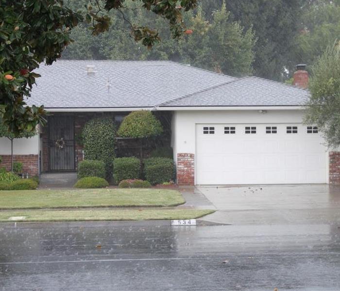 An average home in the rain.